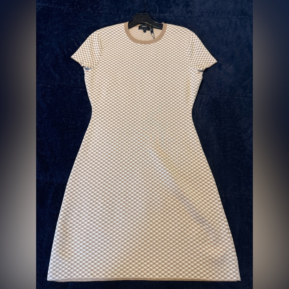 Theory Cream and Tan Mini Dress